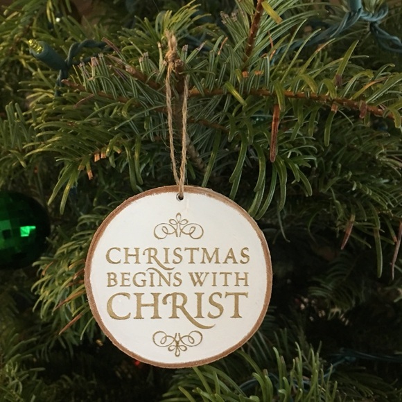 Christmas Begins with Christ Birchwood Slice Ornament - Picture 1 of 1